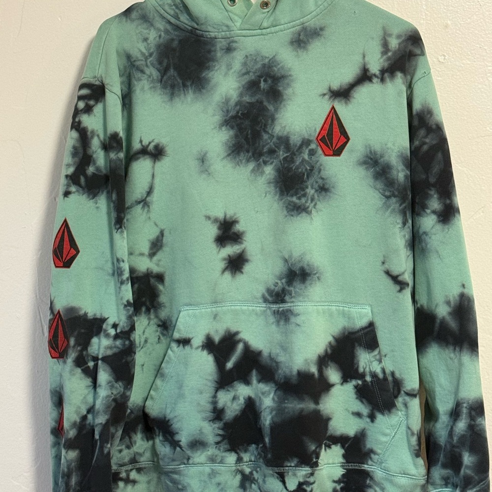 Volcom Mint Green Hoodie with Black Hood and White Logo